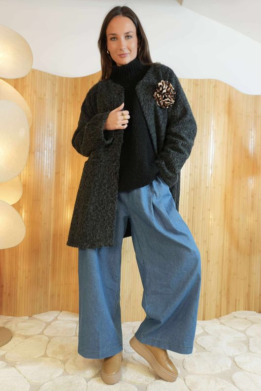 Norbury Corsage Relaxed Jacket Charcoal Black /19=